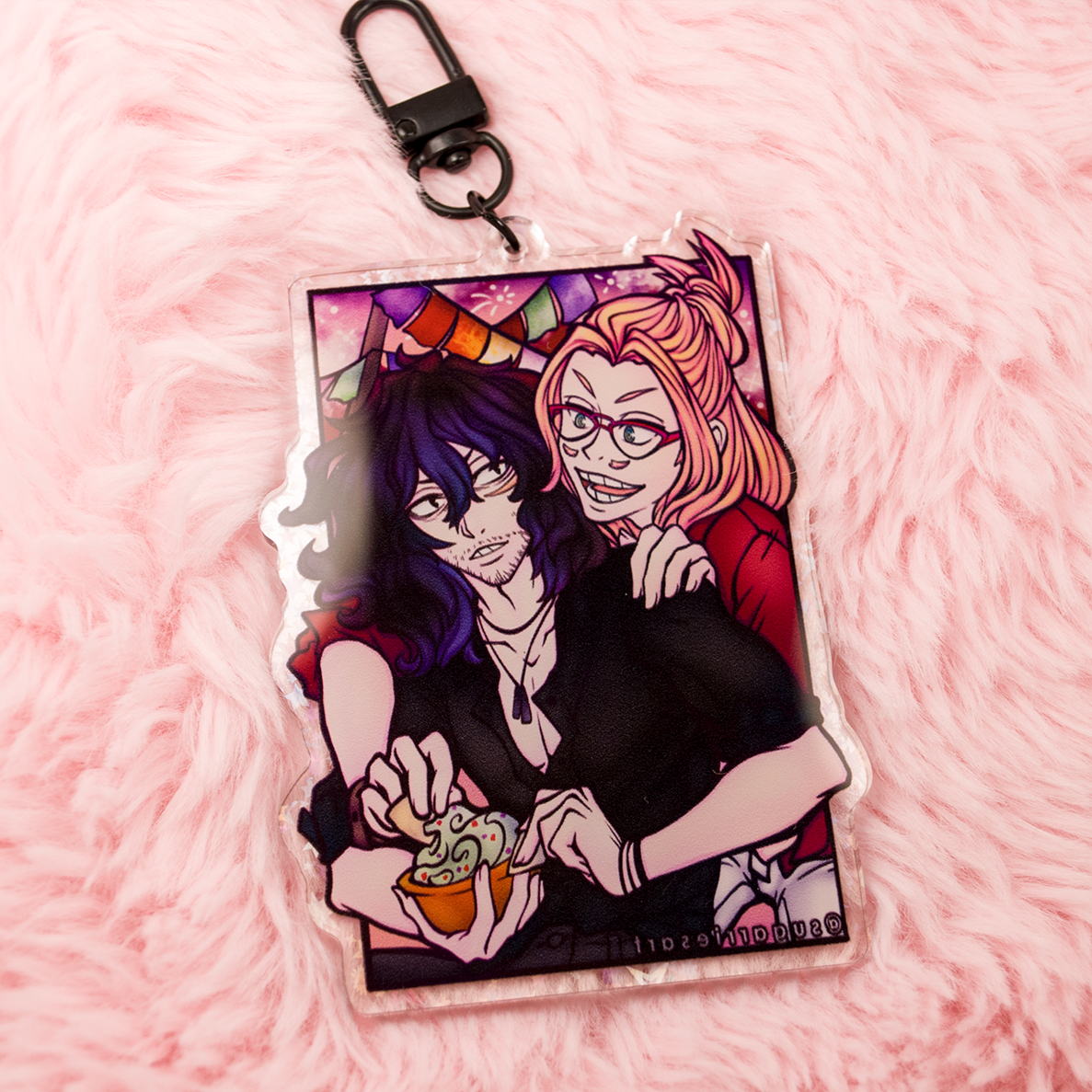 BFF Date Night Mic x Aizawa Dual Holo/Clear Acrylic Charm