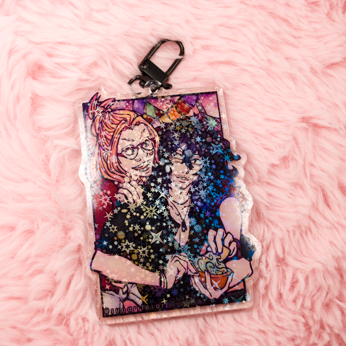 BFF Date Night Mic x Aizawa Dual Holo/Clear Acrylic Charm