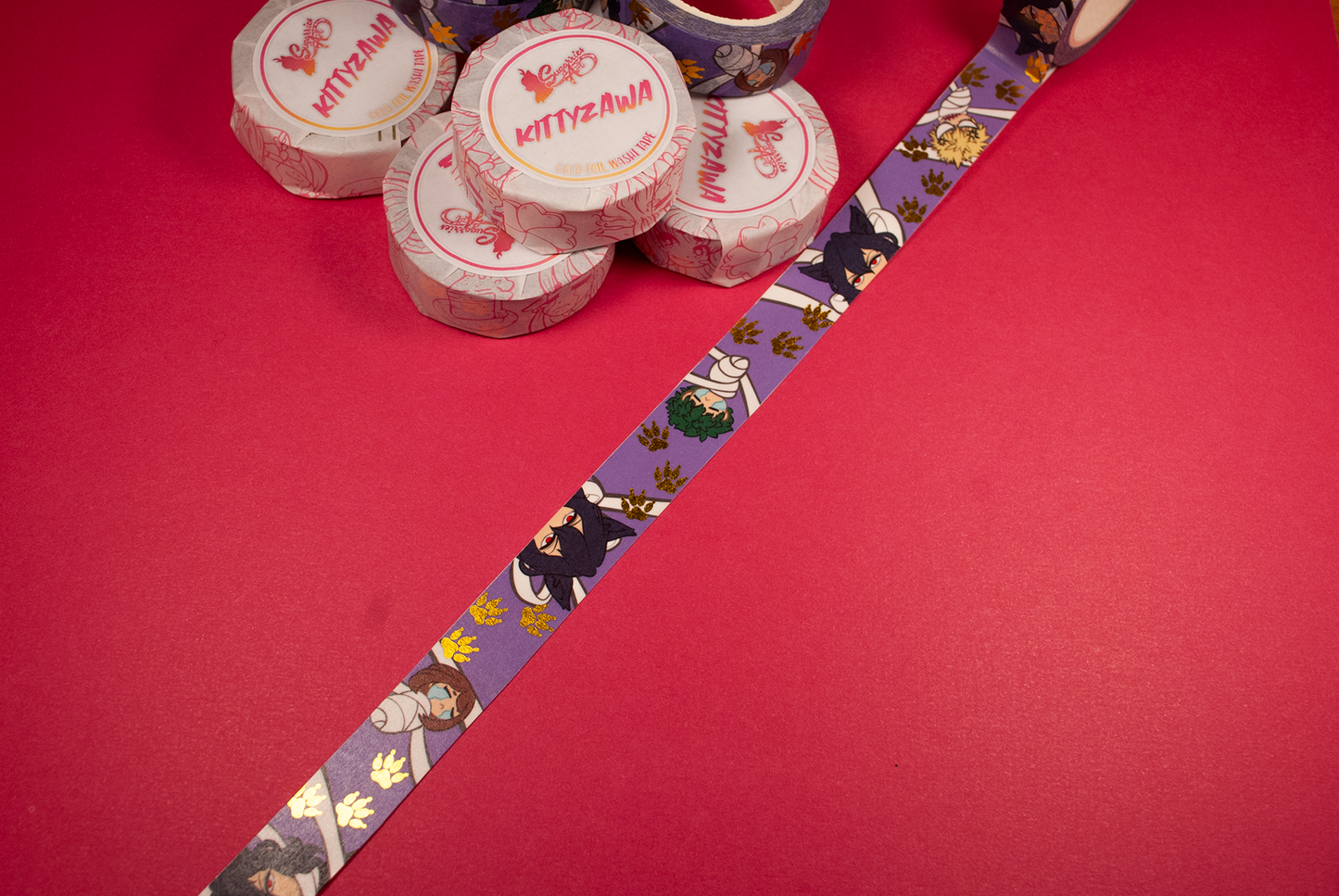 Kittyzawa Training Time! Gold Foil Washi Tape 15mm x 10m