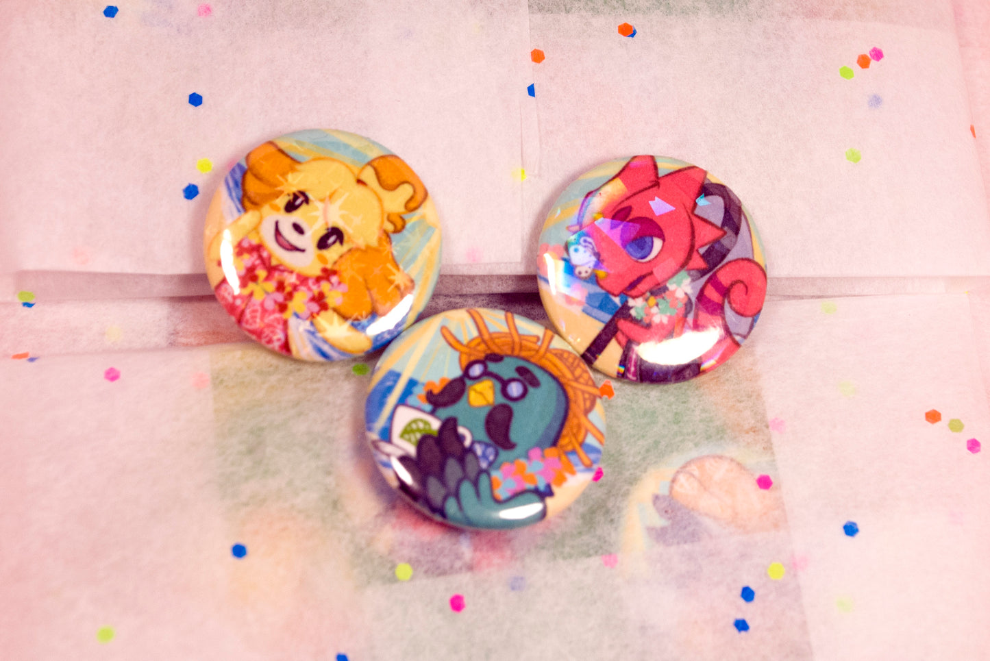 Horizon Islanders - Animal Crossing Button Set of Seven Adorable 1 inch Buttons