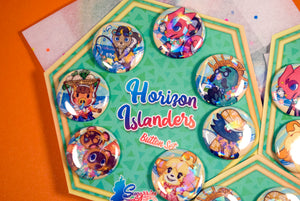Horizon Islanders - Animal Crossing Button Set of Seven Adorable 1 inch Buttons